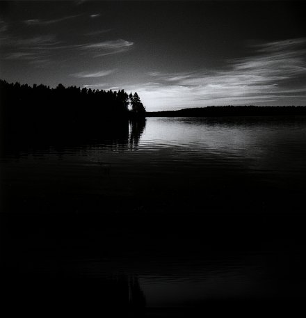 Lake near raod to Lappeenranta - black and white
